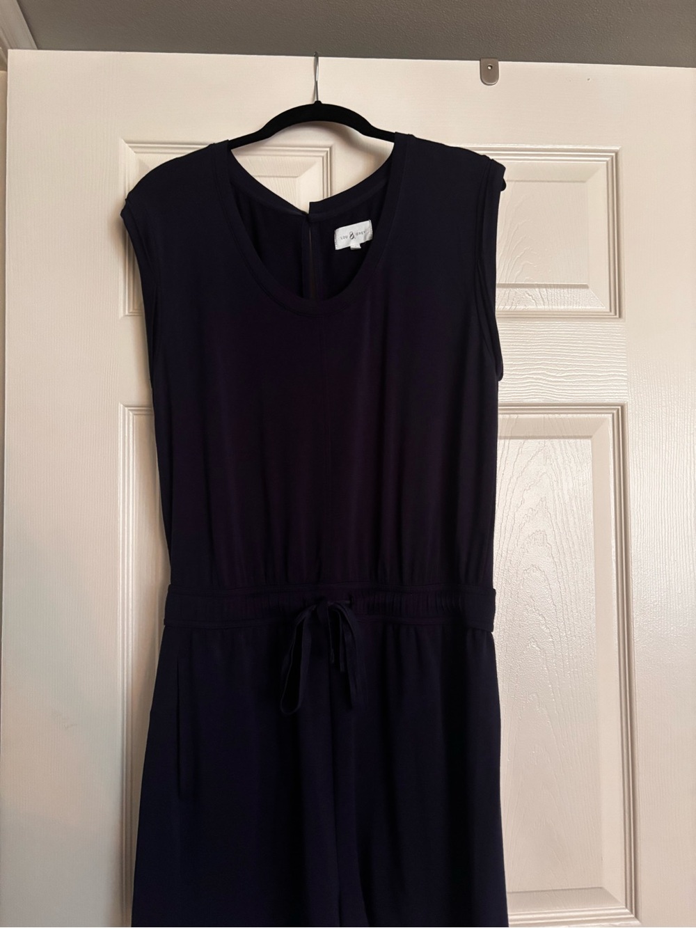 Sleeveless Navy Drawstring Waist Romper